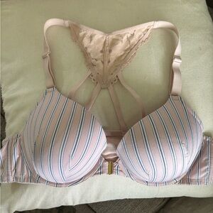 Cacique Pink and Blue Striped Bra with Molded Cups